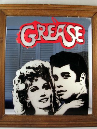 Rare Grease Movie Framed Mirror 1970 ' s John Travolta Olivia Newton - John 4