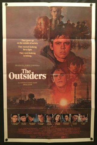 The Outsiders 1983 Movie Poster Francis Ford Coppola Rare Art Version