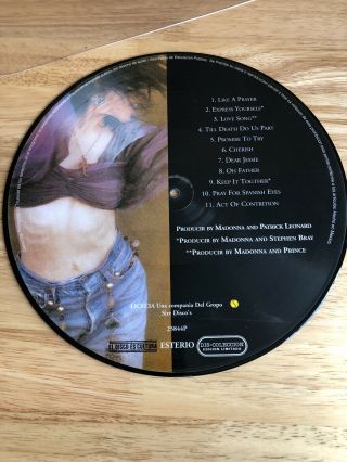 MADONNA LIKE A PRAYER RARE 1989 MEXICAN LP PICTURE DISC ALBUM 3