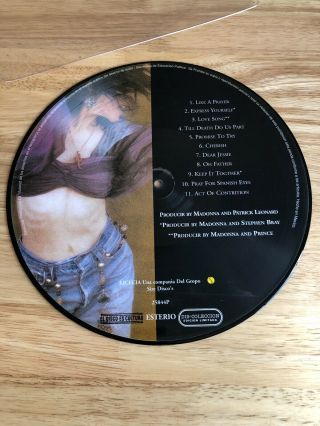 MADONNA LIKE A PRAYER RARE 1989 MEXICAN LP PICTURE DISC ALBUM 4