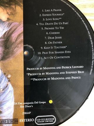 MADONNA LIKE A PRAYER RARE 1989 MEXICAN LP PICTURE DISC ALBUM 5