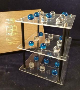 Rare? Vintage Tic - Tacs 3 - D 3d Tic Tac Toe Game Lucite W/glass Marbles