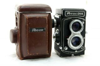 Rare Ricoh Dia 120 Medium Format 6x6 Film Camera Tlr,  Case,  Rikenon 6cm F3.  5 Lens