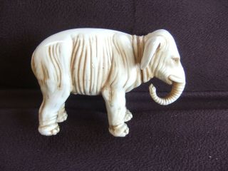 Rare Antique Elephant Porcelain Figurine By Royal Rudolstadt Cream & Brown Vgc