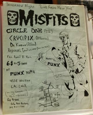 Misfits Flyer 1981 Rare Kbd Samhain Danzig Black Flag Necros