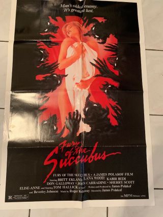 Vintage Fury Of The Succubus Movie Poster 1982 Rare