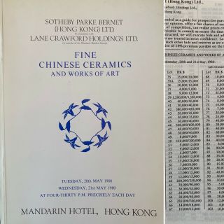 Sotheby’s Chinese Ceramics Hong Kong May 20 - 21,  1980 Out Of Print And Rare