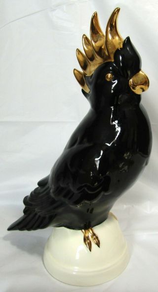 Rare 11 " Goebel West Germany Porcelain Black/gold Cockatoo Parrot - 38 600 28