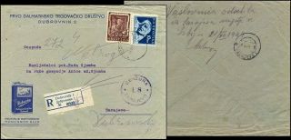 Cr179.  Croatia State Ndh Cover From Dubrovnik To Sarajevo 1944 Censored Rare