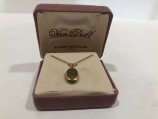 Vintage Van Dell 14k Gold Filled Locket Pendant Necklace Inbox Jewelry Rare