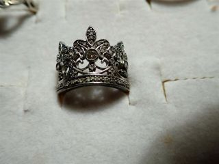 Grandmas Estate Sterling Silver Rare Royal Crown Cluster Ring