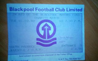 Rare Blackpool V Liverpool Match Ticket Feb 1983 Mayors Charity Game