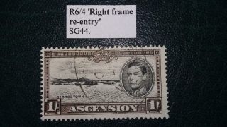 Ascension Island Sg44 Error Variety - Right Frame Re - Entry - Rare Registered