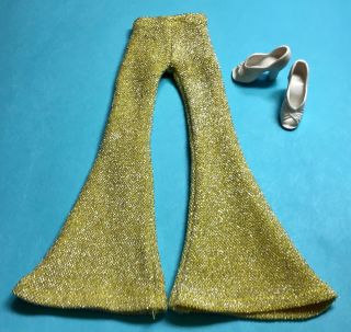 Rare Vintage Cher Mego Montgomery Wards Fringe Set Gold Pants & White Shoe