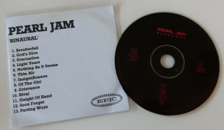 Pearl Jam - Binaural - Uk Promo Cd.  Maga Rare