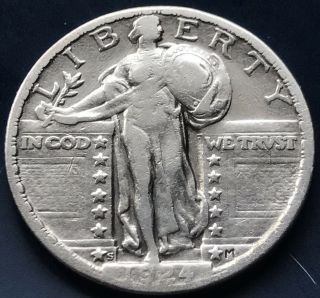 1924 S Standing Liberty Quarter 25c Rare Better Grade 8908