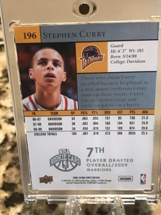 RARE ‼️2008 - 09 UD FIRST EDITION STEPHEN CURRY STAR ROOKIE Good Detailed Photo’s 2