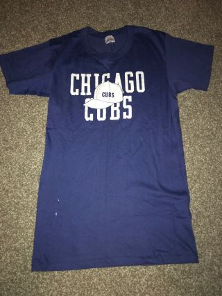 Rare Vintage 70s Chicago Cubs Baseball T Shirt Sz Large Blue Mlb Phil Knight Tee