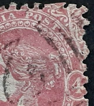 Rare 1860 - Victoria Australia 4d rose Pink Emblem stamp variety Plate Crack 2