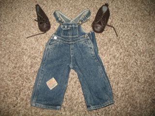 American Girl Doll Kit.  Retired Hobo Overalls & Brown Boots.  Rare.