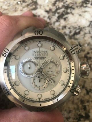 Invicta Reserve White Oyster Face With Grey Band Rare Watch Model 1219
