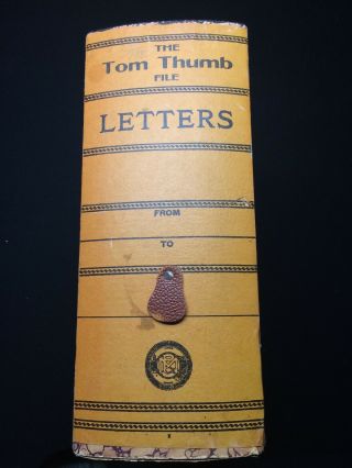 Vintage The Tom Thumb Letters File Box Rare Item Cool Wood Collectors Box