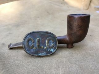 Rare Ww1 Clc Chinese Labour Corps Unit Cap Badge With Soldiers Pipe