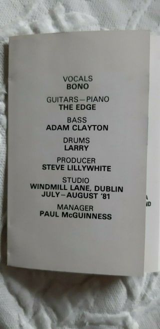 U2 Irish press October Cassette Tape VERY RARE label CBS 40 - 85369 Bono U - 2 3