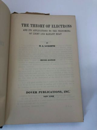 The Theory of Electrons/Lorentz Light and Radiant Heat Philo T.  Farnsworth rare 2