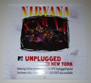 Very Rare Nirvana Mtv Unplugged Geffen Promo Shop Poster