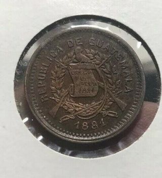 Guatemala 1 Centavo 1881 Unc Rare