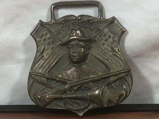 Vintage Rare Wwi Bsa Boy Scout Antique Patriotic Brass Watch Fob