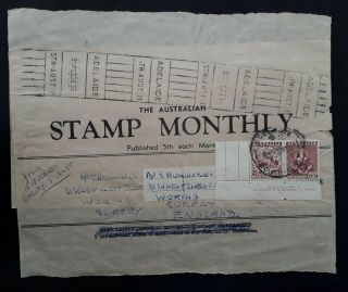 Rare 1959 Australia The Australian Stamp Monthly Wrapper Sent To Surrey England