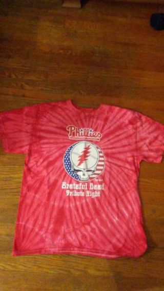 Rare Philadelphia Phillies Grateful Dead Tie Dye T - Shirt Mlb Sz Men Large