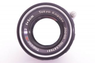 Rare Tokyo Kogaku Topcor - S lens 50mm/F2 Leica 39mm LMT screw mount 547021 5