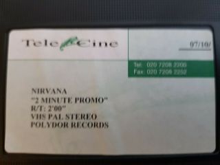 Nirvana 2 Minute Promo VHS Video very rare 6