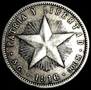 1916 Latin America Star Silver Coin.  Vente Cenravos,  Rare