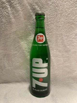 Rare Full 12oz 7up Vertical Acl Soda Bottle Scarce Size Hard To Find