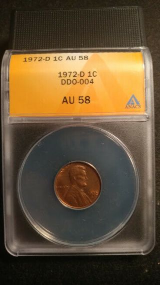 1972 - D Double Die Error Lincoln Cent U.  S.  Penny Anacs Au 58 Ddo 004 Rare