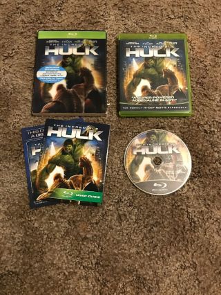 The Incredible Hulk Blu Ray 2008 With Rare Oop Green Case And Slipcover Mcu