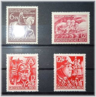 80 Germany 3rd Reich Rare Last Nazistamps Mi 907 - 910 Cpl.  Year 1945 Mnh