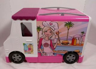 Rare Mattel Barbie Food Truck Van W/ Lights Sounds Food Accessories