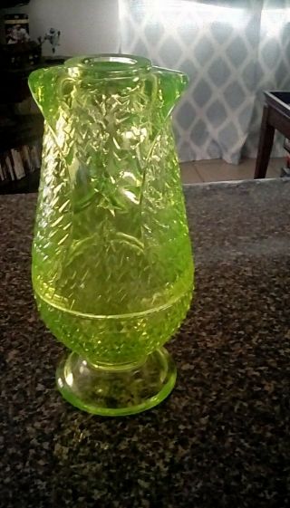 Rare Uranium vaseline glass fairy lamp tiki owl 3