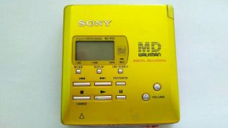 Sony Mz - R55 Yellow Md Walkman Minidisc Player Recorder As - Is Ultra Rare Woow