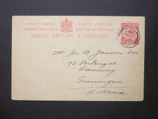 Stationery 1918 Kgv 1d Upu Postcard (h&b Cp72) London F.  S.  3 D/c To Holland Rare