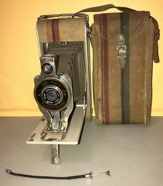 Vintage Agfa Ansco Readyset Traveler Bellows - Canvas W/stripes Rare And Case