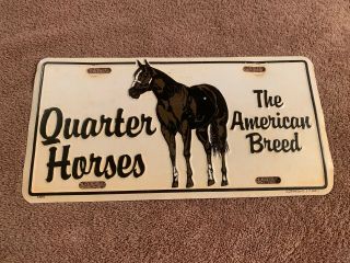 Rare Vintage Quarter Horse American Breed Novelty Metal License Plate Sign Tag