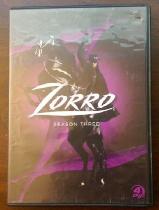 Zorro Complete Third Season 3 Three Dvd Out Of Print Rare 4 - Disc Set Oop