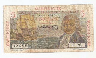 Martinique 5 Francs Nd (1947 - 49) Rare