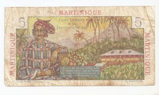 Martinique 5 francs ND (1947 - 49) Rare 2